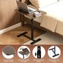 Overbed Bedside Table with Wheels, 60x40cm Split Tilting Tabletop, Height Adjustable Bedside Laptop Desk, Sofa Side Tray Table, Rolling C-Shaped Computer Stand for Bed Sofa Hospital Home, Walnut Image 5