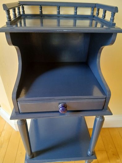 Midnight Blue Upcycled Vintage Hall Stand with Drawer & Gallery Rail