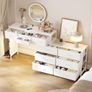 170cm Chest of Drawers with Charging Station and LED Light, Rotatable Dressing Table with 10 Fabric Drawers and Side Pockets, Modern Makeup Vanity Desk Home Office Desks, White Image 6