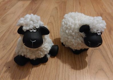 New, A Pair of Wooly Smiling Black Faced Sheep Ornaments