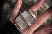 Copper Coiled Around a Raw Clear Quartz Crystal Ring Size UK L