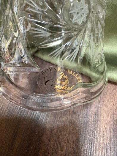 Vintage Irish Lead Crystal Hand Bell, Boyne Valley Pinwheel Pattern w/ Label
