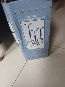 Set of 3 Black Metal  Candle Sticks Holders.  In The  Original  Box.