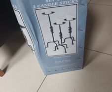 Set of 3 Black Metal  Candle Sticks Holders.  In The  Original  Box.