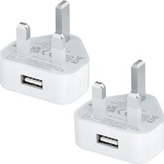 USB Plug UK,USB Charger Plugs Adaptor UK 5W Phone Plugs with USB Port Compact Mains Charge Head with Smart IC 5V 1AMP Charging Compatible with iPhone 13 12 11 SE XS XR X 8 7 6 5,iPad,Watch,2Pack