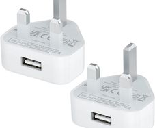 USB Plug UK,USB Charger Plugs Adaptor UK 5W Phone Plugs with USB Port Compact Mains Charge Head with Smart IC 5V 1AMP Charging Compatible with iPhone 13 12 11 SE XS XR X 8 7 6 5,iPad,Watch,2Pack