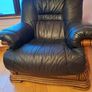 Black leather sofa with oak Image 3