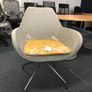Fan Fabric Armchair Chrome Base Light Grey Finish Image 3