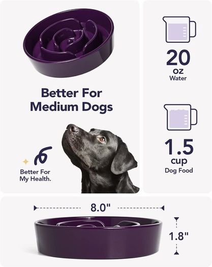 Ceramic Slow Feeder Dog Bowl Medium 675ml Puzzle - Brand New Sealed