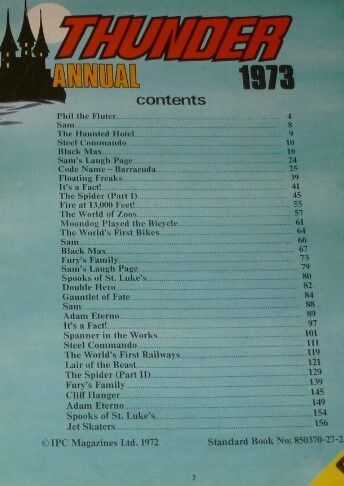 Thunder Annual 1973 - Vintage UK Hardback Annual -IPC Magazines