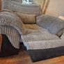 Premium cream leather Sofa-3 seater. 1 grey Chair Image 10
