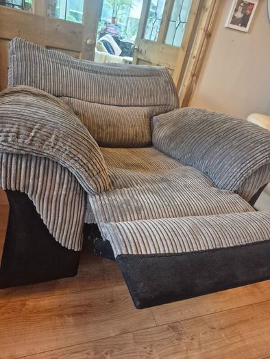 Premium cream leather Sofa-3 seater. 1 grey Chair