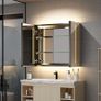 Bathroom Mirror Cabinet with LED Lights, Anti-Fog, Colour Changing & Touch Sensor, Aluminium Double Door, 650x600mm Dimmable, Shaver Socket Image 4