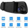 2 channel Dashcam + Reversing Camera in Rearview Mirror DVR Car Black Box Image 3