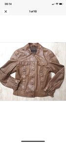 Ladies Luisa Cerano Leather Bomber Jacket Size Uk10