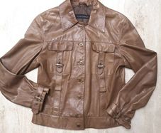 Ladies Luisa Cerano Leather Bomber Jacket Size Uk10
