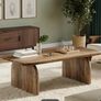 Coffee Table Mid-Century Style Sleek Oak Look with Artistic Curved Base Image 6