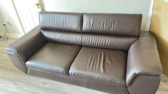 Modern Dark Brown Leather Sofa