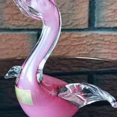Archideme Seguso Murano Pink Alabastro Glass Duck