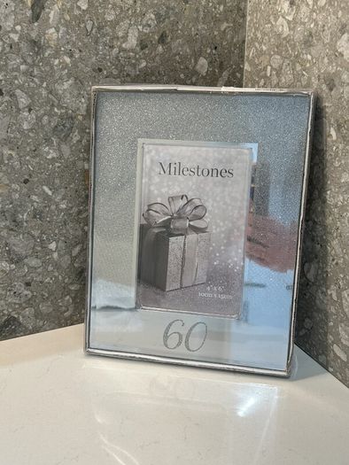 Brand New Milestones Glitter Mirror Frame 4" x 6" - 60th