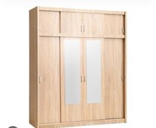 Light Oak Wardrobe with sliding doors and Mirrors