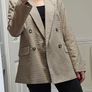 NEW H&M Double-breasted blazer - Light beige/ Checked - Size S Image 3