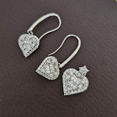 NEW - Love heart silver hook earrings & pandant match set
