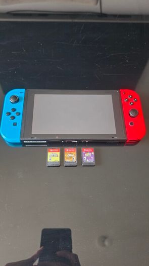 Nintendo Switch Bundle with Zelda & 2 Mario Games + Case | Excellent Condition