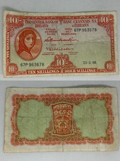 Old Irish Bank Note - 10 Shilling Note