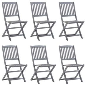 Folding Outdoor Chairs 6 pcs Solid Acacia Wood