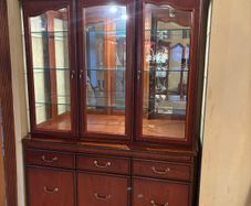 Vintage Mahogany 3-Door Display Cabinet & Sideboard Dresser