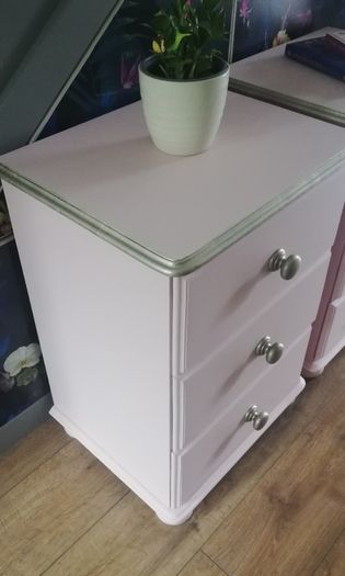 2 matching 3 drawer large solid wood bedside lockers newly restyled