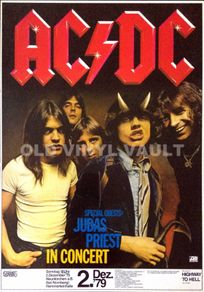 AC/DC, Judas Priest 1979 Nuremberg, Germany Concert Poster A3 Size Repro