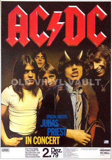 AC/DC, Judas Priest 1979 Nuremberg, Germany Concert Poster A3 Size Repro