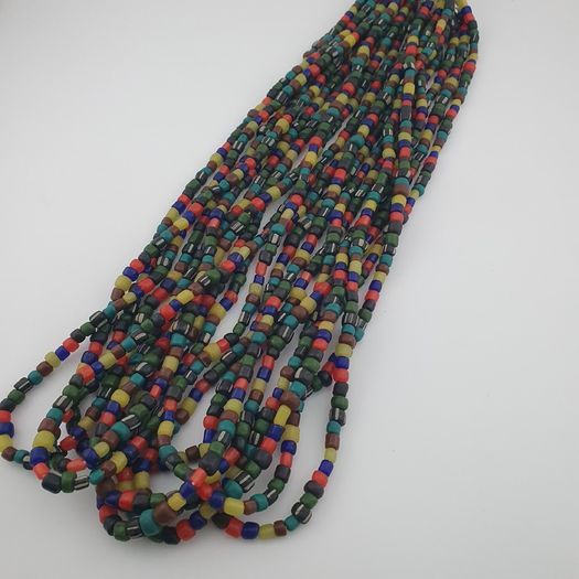 Antique African Style MultiColor 4-5.5mm Glass Beads Necklace Strand