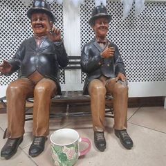 Laurel & Hardy Figures On Bench