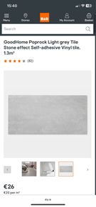 Poprock vinyl floor tiles, light grey stone effect