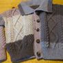 Boys Handkitted Aran Cardigan. Newly knitted. Matching hat. Image 3