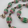Antique Venetian Style Green Chevron Glass Beads Necklace Image 7