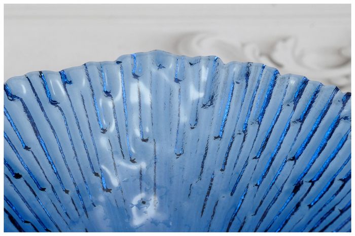 Mid Century Sklo Union Pavel Panek Blue Glass Bowl