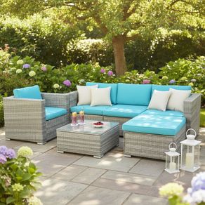 Bora Bora Garden Sofa Set Rattan Outdoor Furniture with Table, Chair & Footstool Patio Garden Furniture