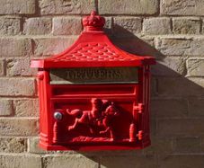 Aluminium Post Box Wall Mounted Red D1196