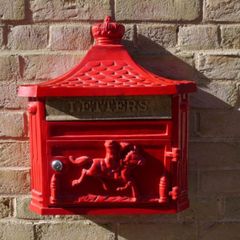 Aluminium Post Box Wall Mounted Red D1196
