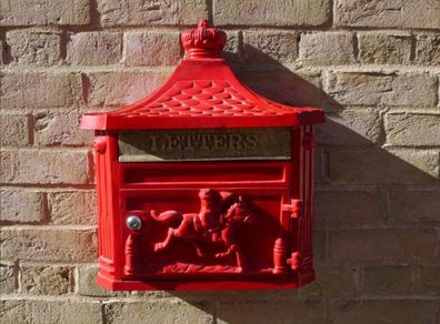 Aluminium Post Box Wall Mounted Red D1196