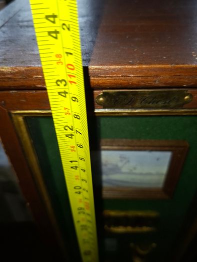 Beautiful Wooden Golf-Themed Shadow Box and Storage Unit with Shelves Cabinet, featuring a glass door front Inside the glass display panel, it showcases a vintage-style collage celebrating the history of golf,