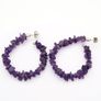 925 Sterling Silver & Amethyst Hooped Earrings Image 3