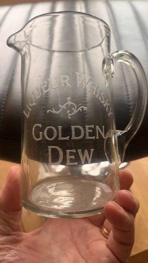 "Golden Dew" Liqueur whiskey water jug