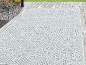 Rug XL Flat Woven 3D Effect  Design Patio Balcony Garden Kitchen Camping 8 mm Pile Height Indoor Outdoor Weatherproof Rectangular Runner Green, Colour: