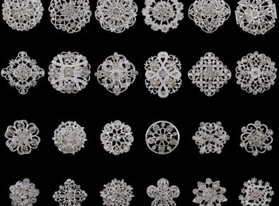 24 Silver Brooches