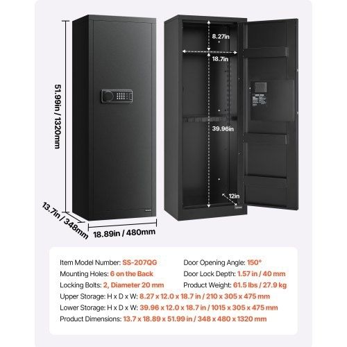 4 Gun Safe, Long Gun Cabinet for Rifles and Pistols, Quick Access Rifle Safe with 3 Ammo Slots and 2 Adjustable Racks, Large Digital Cabinet with Key and Password Lock(Assembly Required)